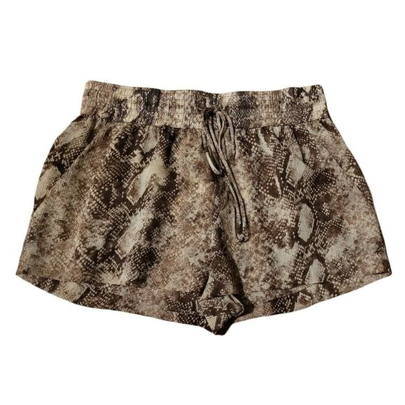 Enza Costa Drawstring snakeskin Polyester Double Pocket Shortie Shorts Size 1/S - Picture 1 of 3